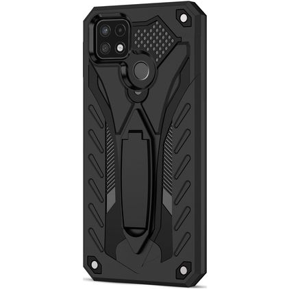 Mobigear Armor Stand Realme C21Y Hülle Hardcase Backcover Stoßfest mit Ständer - Schwarz