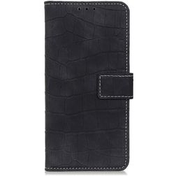 Mobigear Croco Samsung Galaxy S22 Ultra Hülle Klapphülle Geldbörse - Schwarz