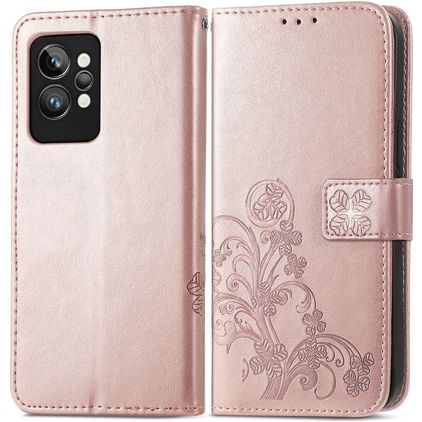 Mobigear Clover Realme GT2 Pro Hülle Klapphülle Geldbörse - Roségold