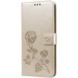 Mobigear Roses Samsung Galaxy A20s Hülle Klapphülle Geldbörse - Gold