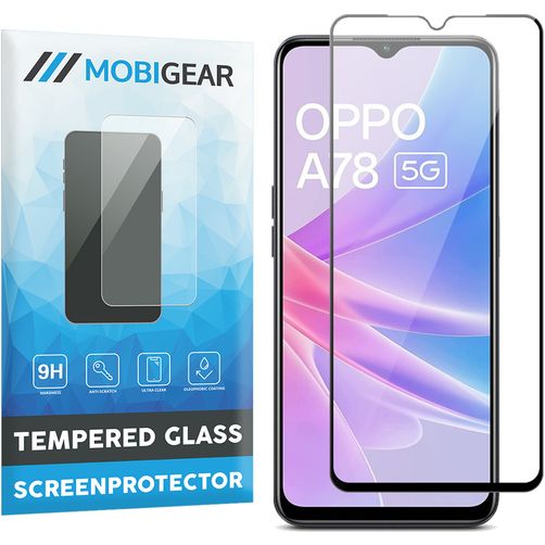 Mobigear Premium OPPO A78 Panzerglas Displayschutz - Hüllenfreundlich - Schwarz