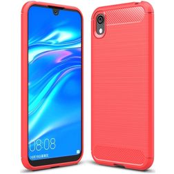 Mobigear Brushed Slim HONOR 8S Hülle Flexibles TPU Backcover - Rot