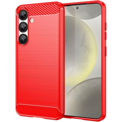 Mobigear Brushed Slim Samsung Galaxy S25 Hülle Flexibles TPU Backcover - Rot
