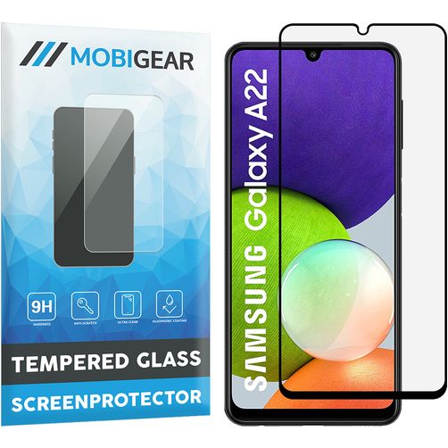 Mobigear Premium Samsung Galaxy A22 4G Panzerglas Displayschutz - Hüllenfreundlich - Schwarz