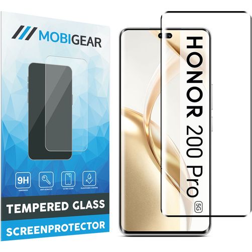 Mobigear Premium HONOR 200 Pro Panzerglas Gehärtetes Glas Displayschutz - Hüllenfreundlich - Schwarz