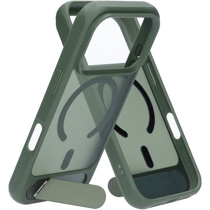 Mobiparts Hardcover iPhone 18 Pro MagSafe Hülle Hardcase Backcover mit Ständer - Satin Green