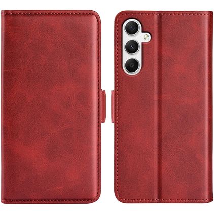 Mobigear Slim Magnet Samsung Galaxy A35 Hülle Klapphülle Geldbörse - Rot
