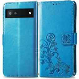 Mobigear Clover Google Pixel 6a Hülle Klapphülle Geldbörse - Blau
