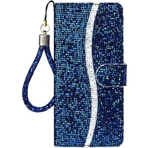 Mobigear Glitter iPhone 12 Hülle Klapphülle Geldbörse - Blau