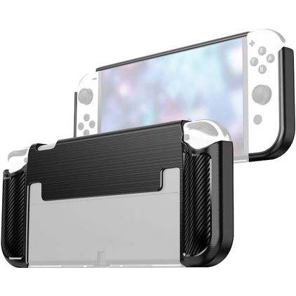 Mobigear Shockproof Nintendo Switch OLED Hülle Flexibles TPU - Schwarz