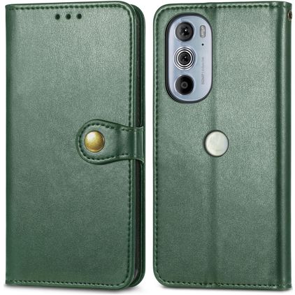 Mobigear Snap Button Motorola Edge 30 Pro Hülle Klapphülle Geldbörse - Grün