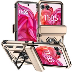 Mobigear Armor Ring Motorola Razr 50 Hülle Hardcase Backcover Stoßfest mit Ringhalter - Gold