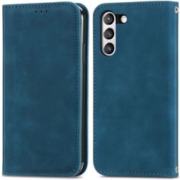 Mobigear Retro Slim Samsung Galaxy S21 FE Hülle Klapphülle Geldbörse - Blau