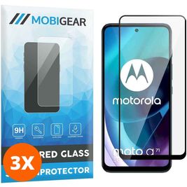 Mobigear Premium Motorola Moto G71 5G Panzerglas Gehärtetes Glas Displayschutz - Hüllenfreundlich - Schwarz (3er Pack)