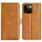 Mobigear Slim Magnet iPhone 15 Hülle Klapphülle Geldbörse - Cognac