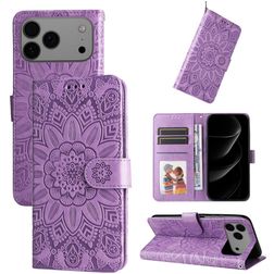 Mobigear Sunflower iPhone 17 Pro Max Hülle Klapphülle Geldbörse - Lila