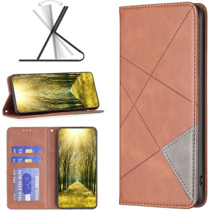 Mobigear Rhombus Slim Xiaomi Redmi Note 11E Hülle Klapphülle - Braun