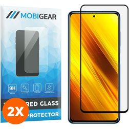 Mobigear Premium POCO X3 Panzerglas Displayschutz - Hüllenfreundlich - Schwarz (2er Pack)