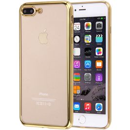 Mobigear Royal iPhone 8 Plus Hülle Flexibles TPU Backcover - Transparent / Gold Mobigear Royal iPhone 8 Plus Hülle Flexibles TPU Backcover - Transparent / Gold