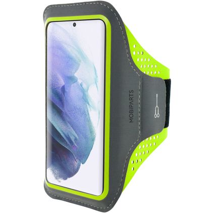 Mobiparts Comfort Fit Handyhalterung Joggen Samsung Galaxy S21 Sporthülle Neopren Sportarmband - Neon Green