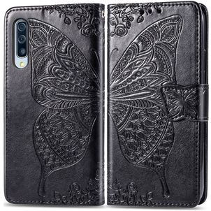Mobigear Butterfly Samsung Galaxy A50 Hülle Klapphülle Geldbörse - Schwarz