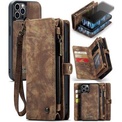 Caseme 008 iPhone 12 Pro Max Hülle Abnehmbare 2in1 Klapphülle Geldbörse - Braun