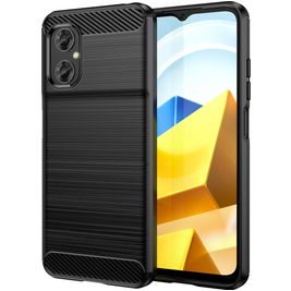 Mobigear Brushed Slim POCO M5 Hülle Flexibles TPU Backcover - Schwarz