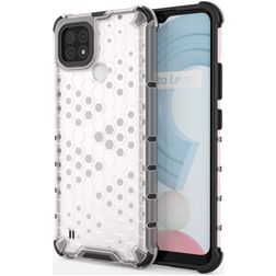 Mobigear Honeycomb Realme C21 Hülle Hardcase Backcover Stoßfest - Weiß