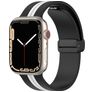 Mobigear Stripe Mag Silikon Apple Watch Armband Magnetverschluss - 42/41/40/38 mm - Schwarz / Weiß