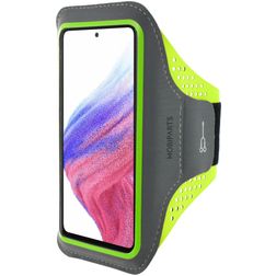 Mobiparts Comfort Fit Handyhalterung Joggen Samsung Galaxy A53 Sporthülle Neopren Sportarmband - Neon Green