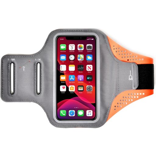 Mobigear Easy Fit Handyhalterung Joggen iPhone 16e Sporthülle Neopren Sportarmband - Orange