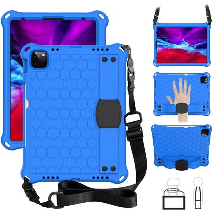 Mobigear HexStrap iPad Air 11 Zoll (2025) Hülle EVA Schaum Backcover + Schulterträger - Blau