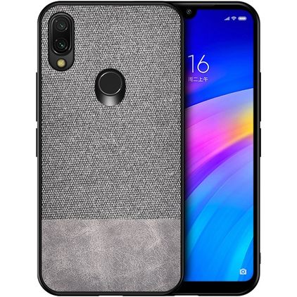 Mobigear Fabric Xiaomi Redmi 7 Hülle Hardcase Backcover - Grau