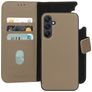Mobiparts Samsung Galaxy A25 Hülle Echtes Leder Abnehmbare 2in1 Klapphülle Geldbörse - Taupe