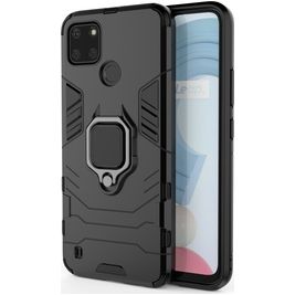 Mobigear Armor Ring Realme C21Y Hülle Hardcase Backcover Stoßfest mit Ringhalter - Schwarz