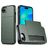 Mobigear Card iPhone 16e Hülle Hardcase Backcover Stoßfest mit Kartenhalter - Grün
