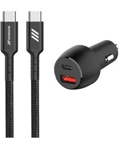Mobigear Essentials Dual USB / USB-C Auto Ladegerät USB-C 1 Meter Power Delivery 48W - Schwarz