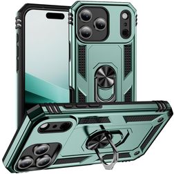 Mobigear Armor Ring iPhone 18 Pro Hülle Hardcase Backcover Stoßfest mit Ringhalter - Grün