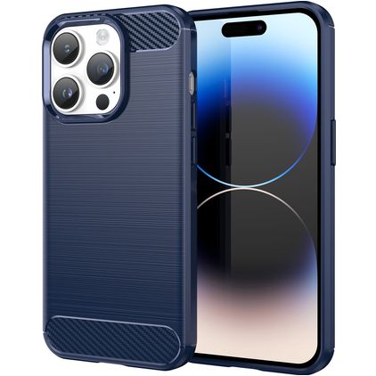 Mobigear Brushed Slim iPhone 15 Pro Max Hülle Flexibles TPU Backcover - Blau