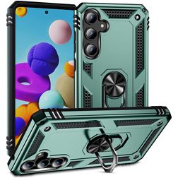 Mobigear Armor Ring Samsung Galaxy A35 Hülle Hardcase Backcover Stoßfest mit Ringhalter - Grün