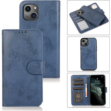 Mobigear Wallet iPhone 15 Hülle Abnehmbare 2in1 Klapphülle Geldbörse - Dunkelblau