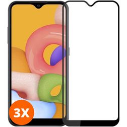 Mobigear Premium Samsung Galaxy A01 Panzerglas Gehärtetes Glas Displayschutz - Hüllenfreundlich - Schwarz (3er Pack)