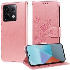 Mobigear Flowers POCO X6 Hülle Klapphülle Geldbörse - Roségold