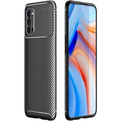 Mobigear Racing OPPO Reno 4 Hülle Flexibles TPU Backcover - Schwarz