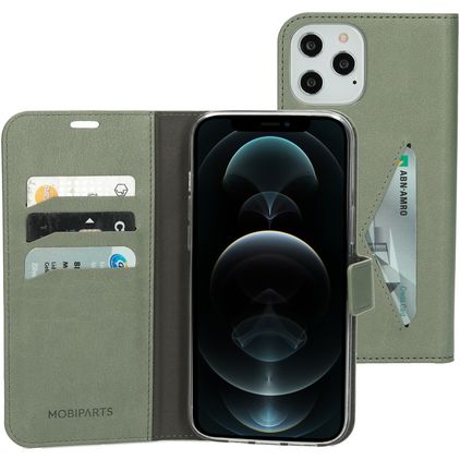 Mobiparts Classic Wallet iPhone 12 Pro Max Hülle Klapphülle Geldbörse - Stone Green