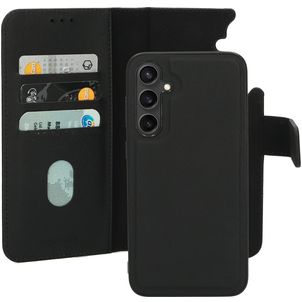 Mobiparts Samsung Galaxy S23 FE Hülle Echtes Leder Abnehmbare 2in1 Klapphülle Geldbörse - Schwarz