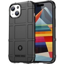 Mobigear Rugged Shield iPhone 15 Hülle Flexibles TPU Backcover Stoßfest - Schwarz
