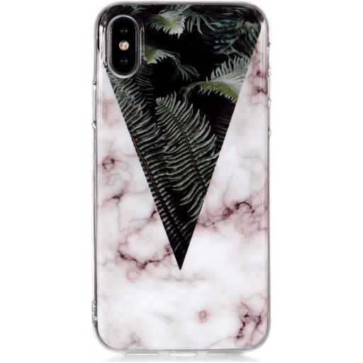 Mobigear Marble iPhone XS Max Hülle Flexibles TPU Backcover - Leaves