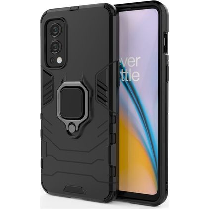 Mobigear Armor Ring OnePlus Nord 2 Hülle Hardcase Backcover Stoßfest mit Ringhalter - Schwarz
