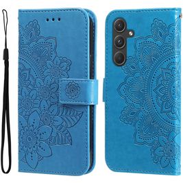 Mobigear Flowers Samsung Galaxy A55 Hülle Klapphülle Geldbörse - Blau